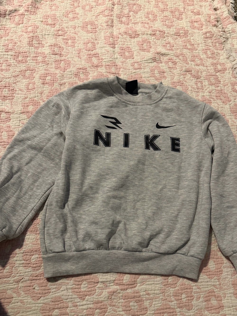 Nike Light Gray Crewneck Sweatshirt with Black Logo
